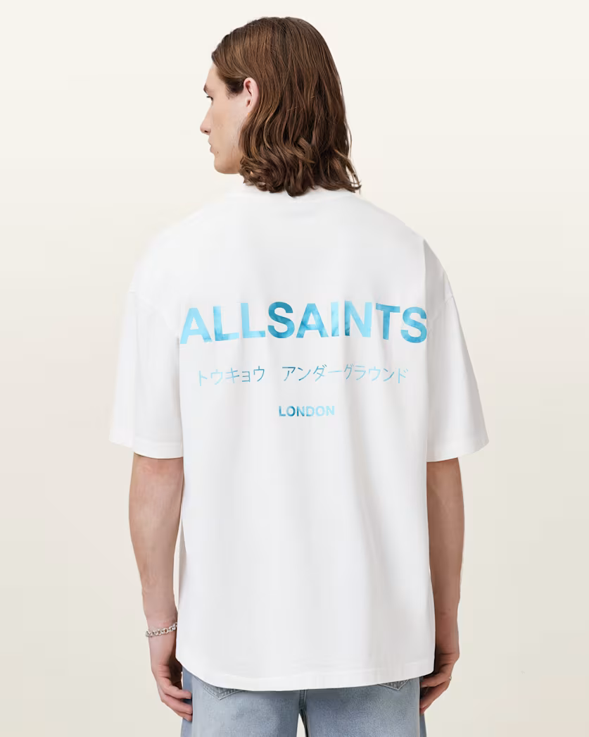 Beige טי שירט קצרה לגברים Underground ALLSAINTS