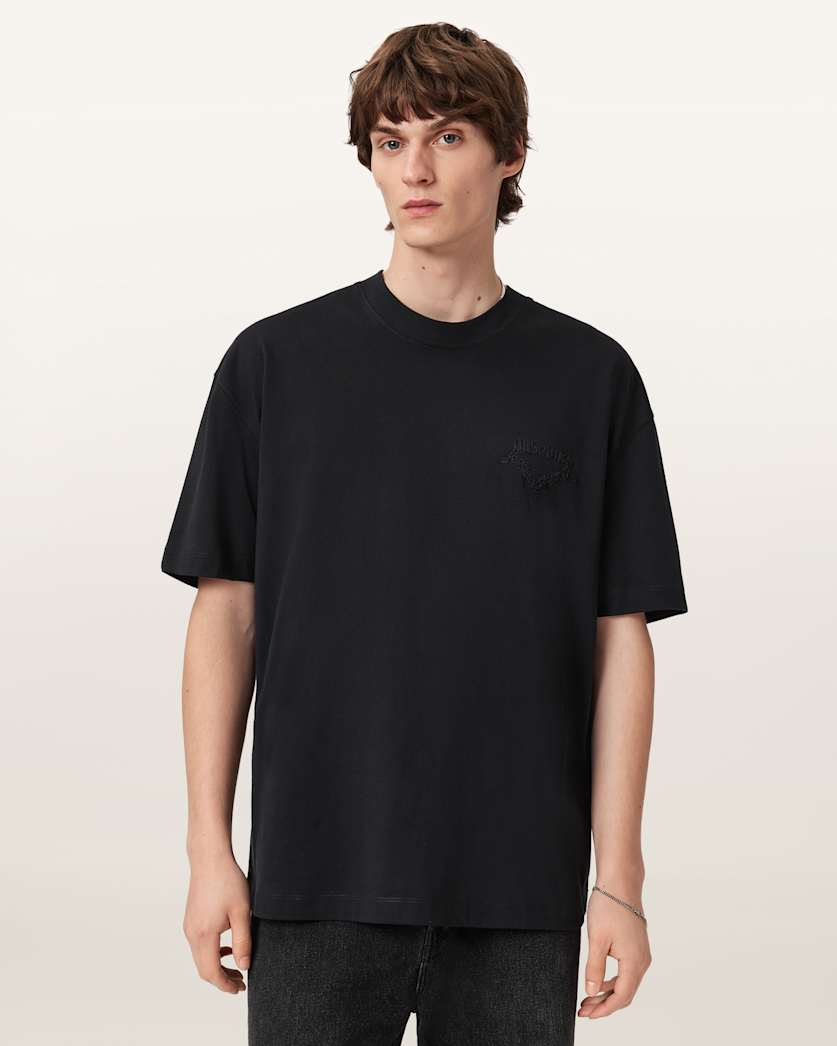 Black טי שירט קצרה לגברים Washed Tee ALLSAINTS