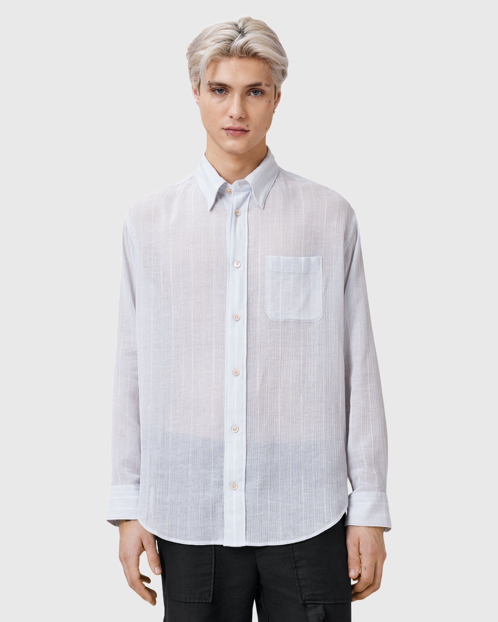 Lavender חולצה מכופתרת ארוכה לגברים Holme ALLSAINTS