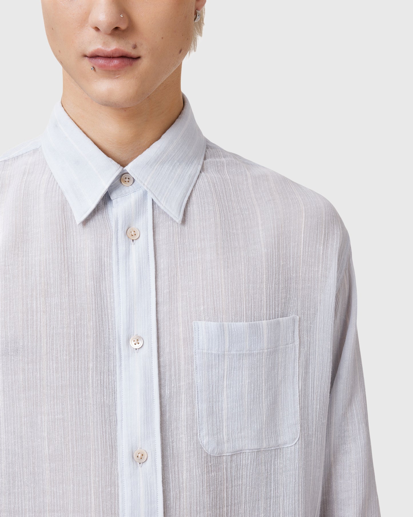 Light Gray חולצה מכופתרת ארוכה לגברים Holme ALLSAINTS