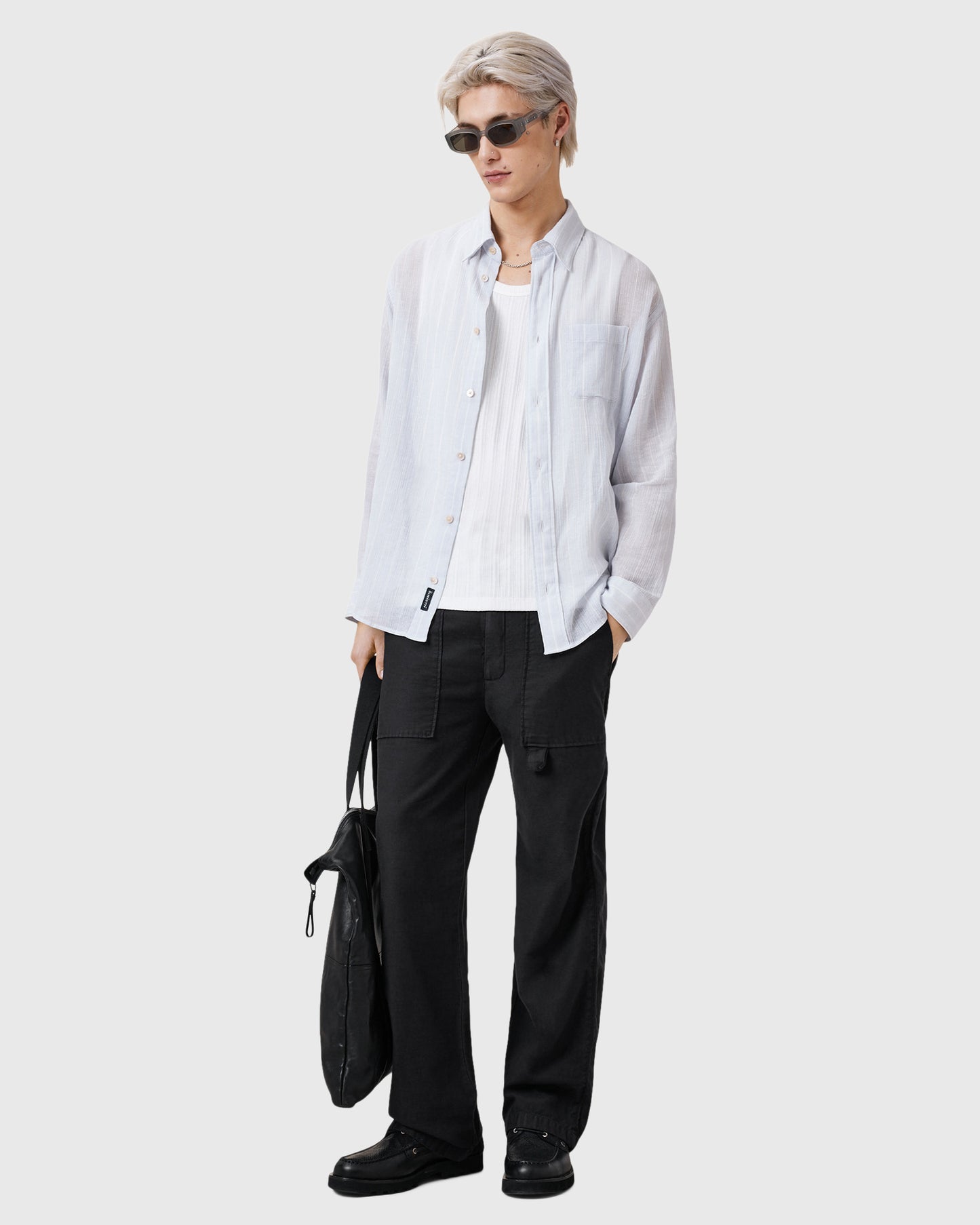 Lavender חולצה מכופתרת ארוכה לגברים Holme ALLSAINTS