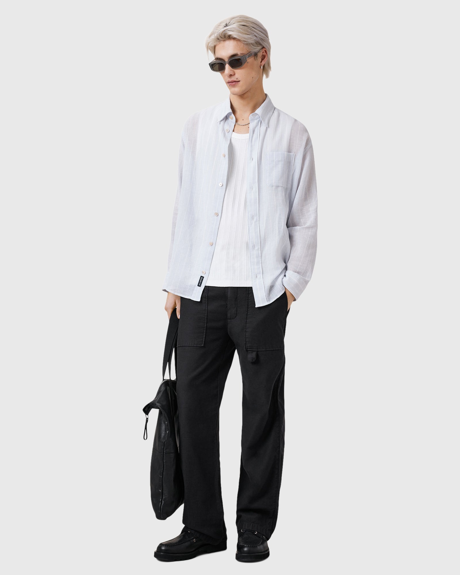 Lavender חולצה מכופתרת ארוכה לגברים Holme ALLSAINTS