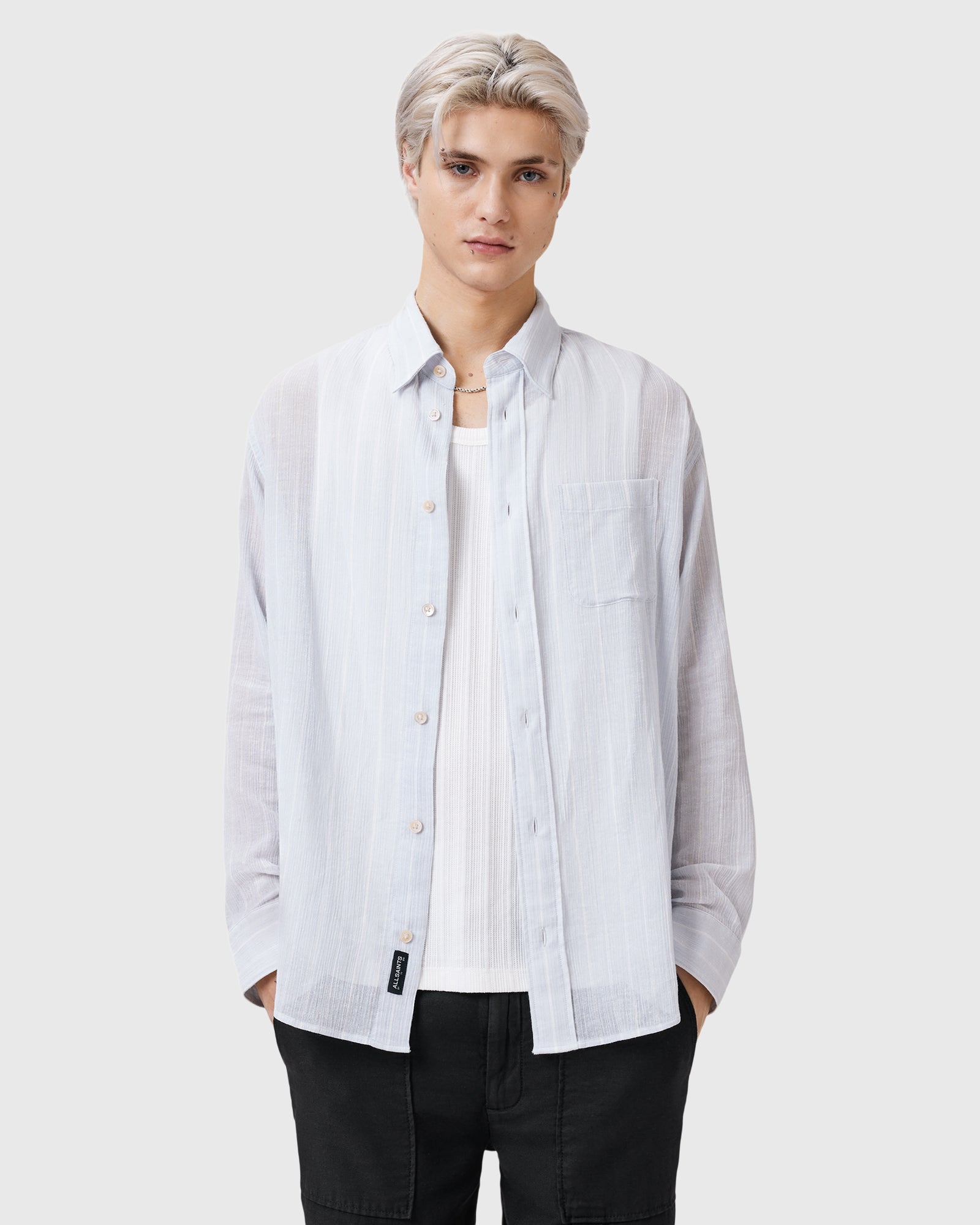 Lavender חולצה מכופתרת ארוכה לגברים Holme ALLSAINTS