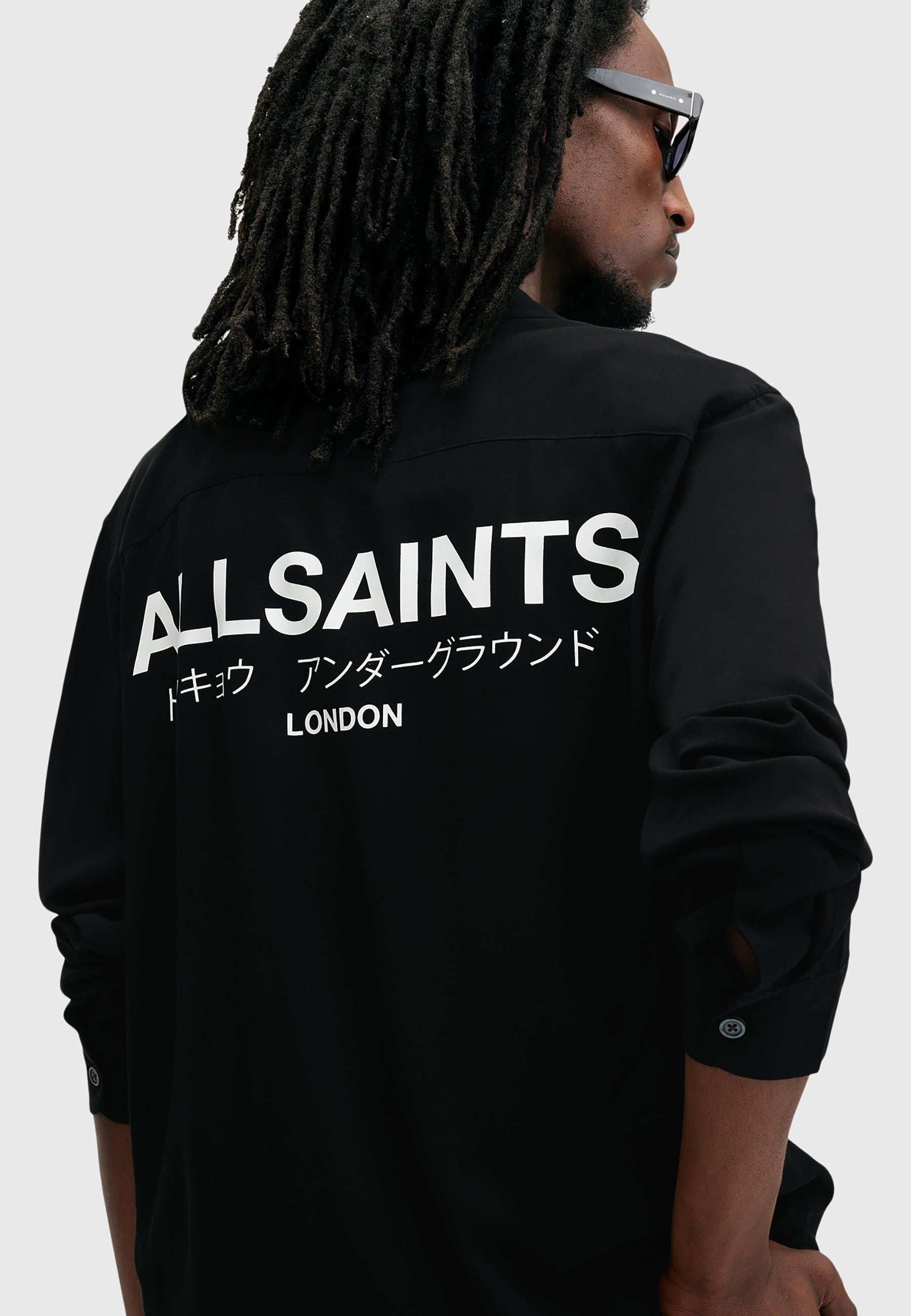 Black חולצה מכופתרת ארוכה לגברים Underground ALLSAINTS