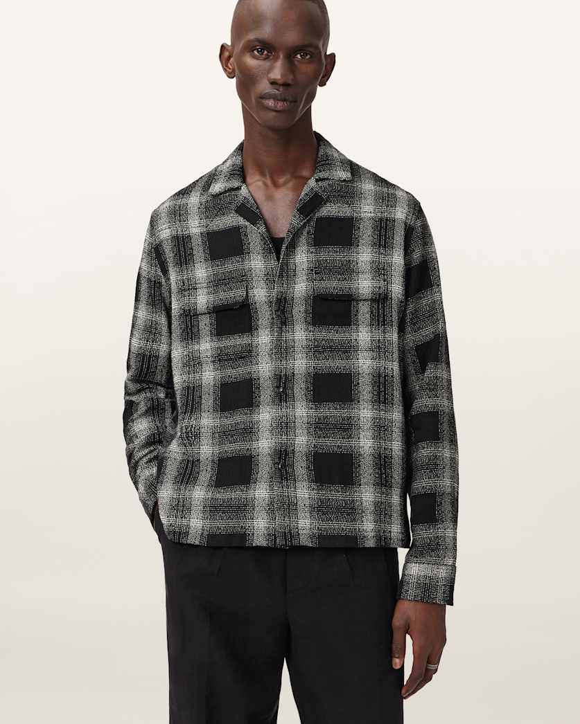 Light Gray חולצה מכופתרת ארוכה לגברים Teshio ALLSAINTS