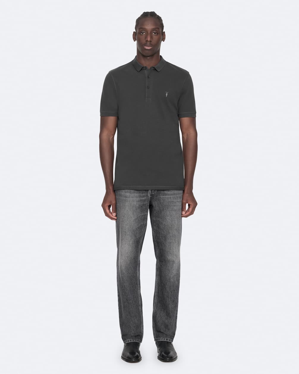 Dark Slate Gray חולצת פולו קצרה לגברים Reform ALLSAINTS