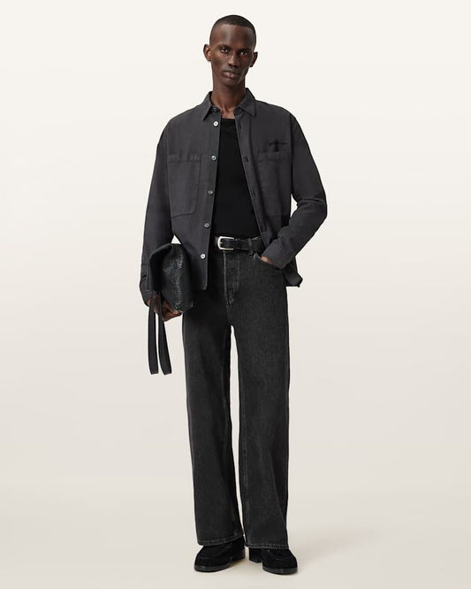 Dark Slate Gray חולצה מכופתרת ארוכה לגברים Rohdi LS ALLSAINTS