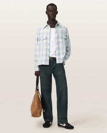 Light Gray חולצה מכופתרת ארוכה לגברים Santos Ls Shirt ALLSAINTS