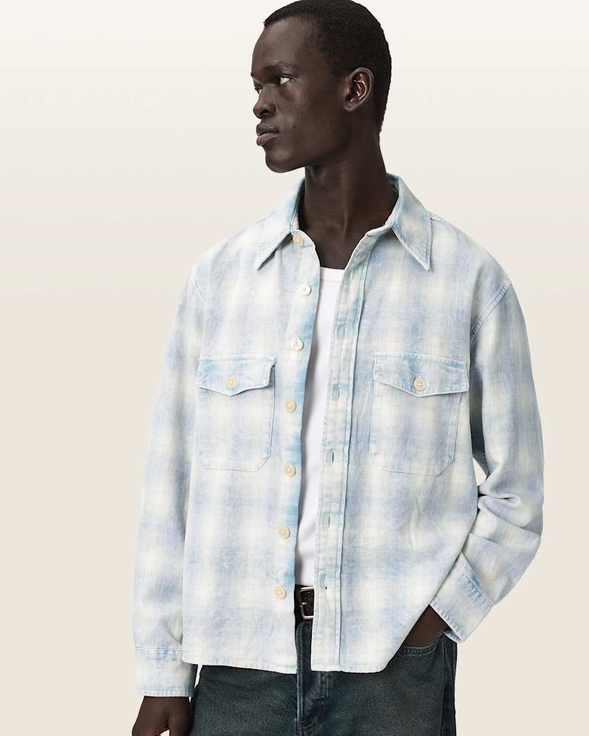 Lavender חולצה מכופתרת ארוכה לגברים Santos Ls Shirt ALLSAINTS
