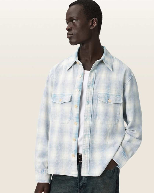 Lavender חולצה מכופתרת ארוכה לגברים Santos Ls Shirt ALLSAINTS