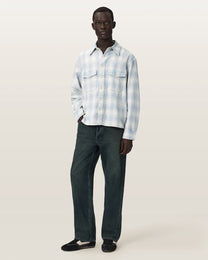 Light Gray חולצה מכופתרת ארוכה לגברים Santos Ls Shirt ALLSAINTS