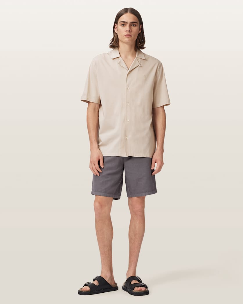 Light Gray חולצה מכופתרת רפויה לגברים Hudson ALLSAINTS