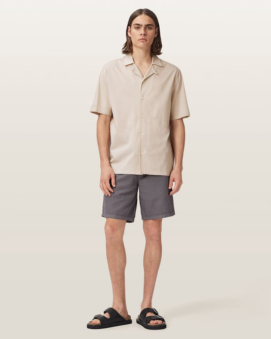Light Gray חולצה מכופתרת רפויה לגברים Hudson ALLSAINTS