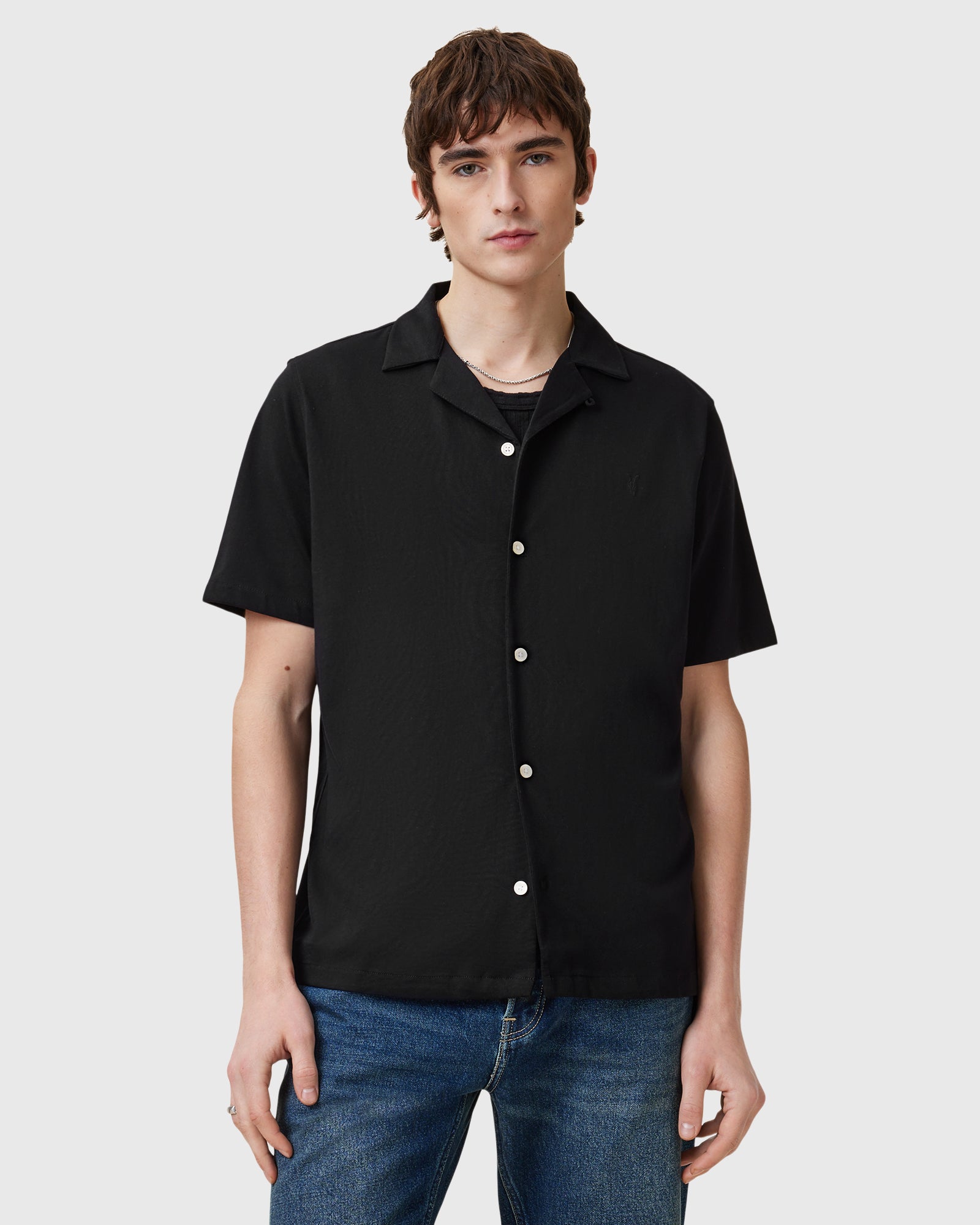 Lavender חולצה מכופתרת קצרה לגברים Hudson ALLSAINTS