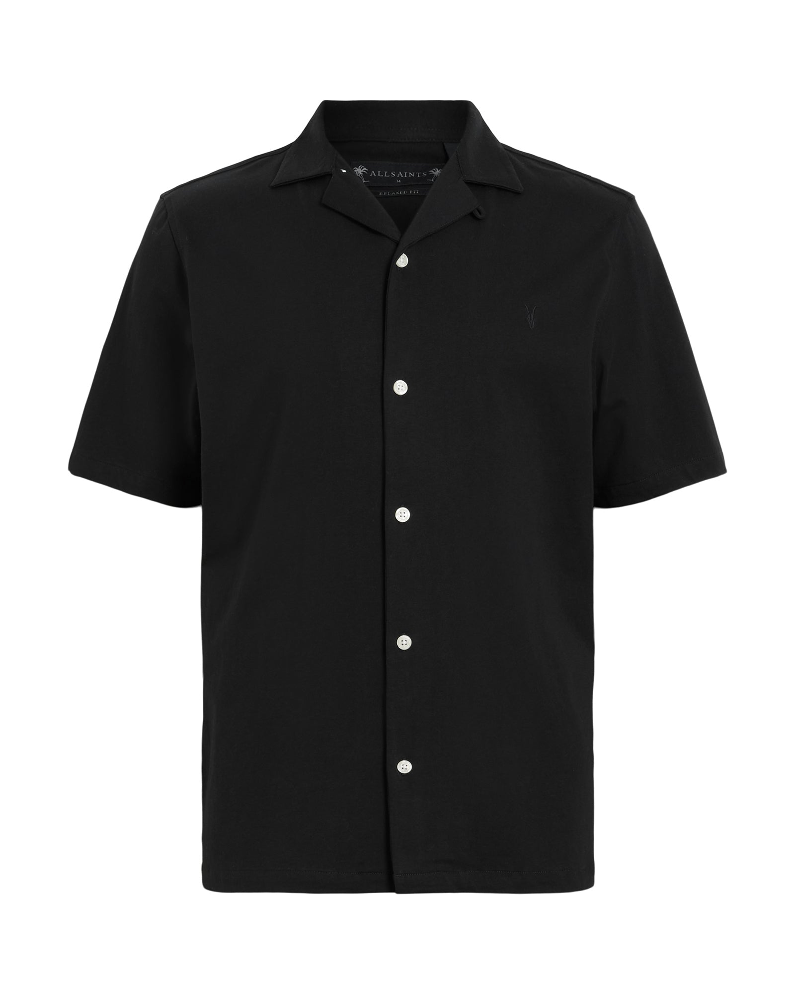 Black חולצה מכופתרת קצרה לגברים Hudson ALLSAINTS