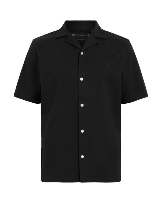 Black חולצה מכופתרת קצרה לגברים Hudson ALLSAINTS