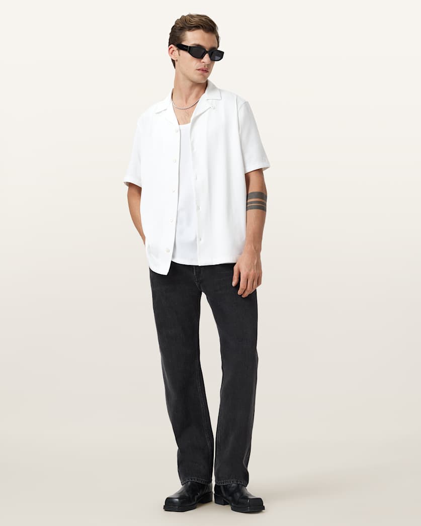 Seashell חולצה מכופתרת קצרה לגברים Hudson Ss Shirt ALLSAINTS