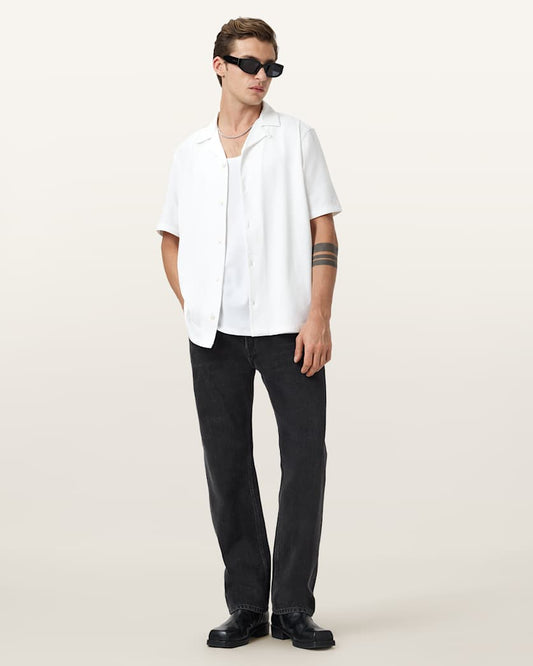 Seashell חולצה מכופתרת קצרה לגברים Hudson Ss Shirt ALLSAINTS