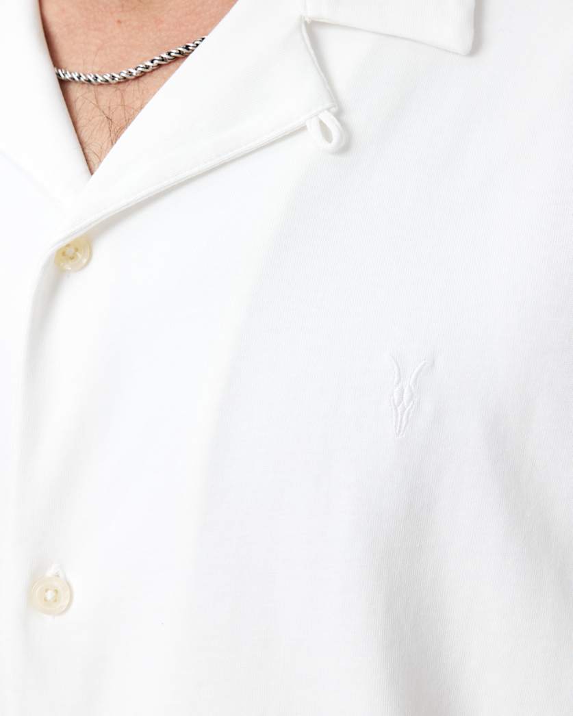 White Smoke חולצה מכופתרת קצרה לגברים Hudson Ss Shirt ALLSAINTS