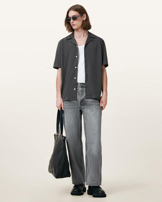 Seashell חולצה מכופתרת רפויה לגברים Hudson ALLSAINTS