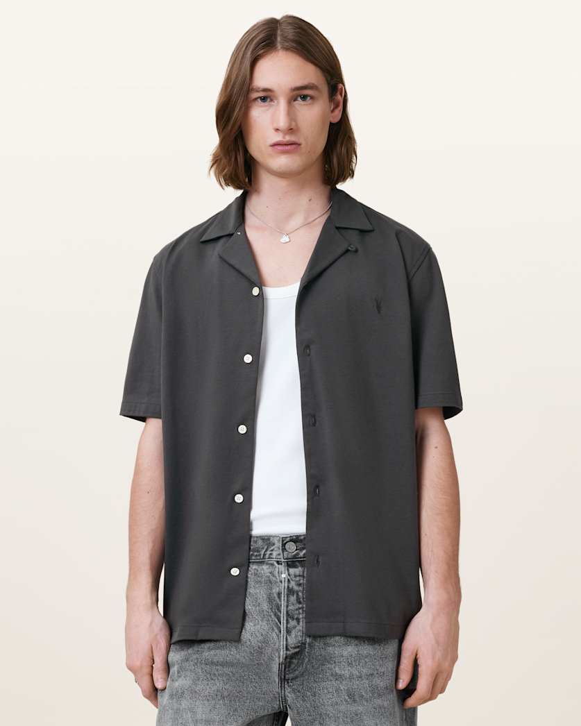 Seashell חולצה מכופתרת רפויה לגברים Hudson ALLSAINTS