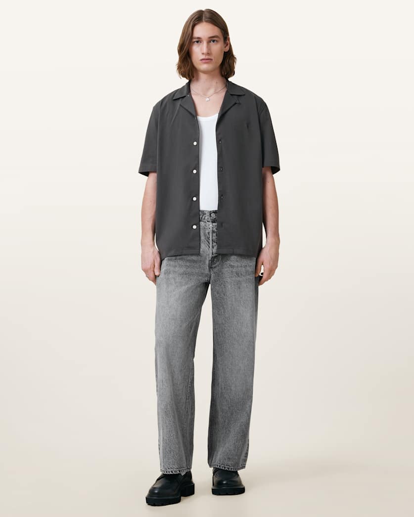 Seashell חולצה מכופתרת רפויה לגברים Hudson ALLSAINTS