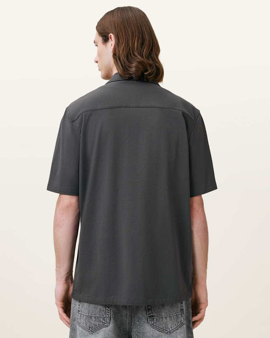 Dark Slate Gray חולצה מכופתרת רפויה לגברים Hudson ALLSAINTS