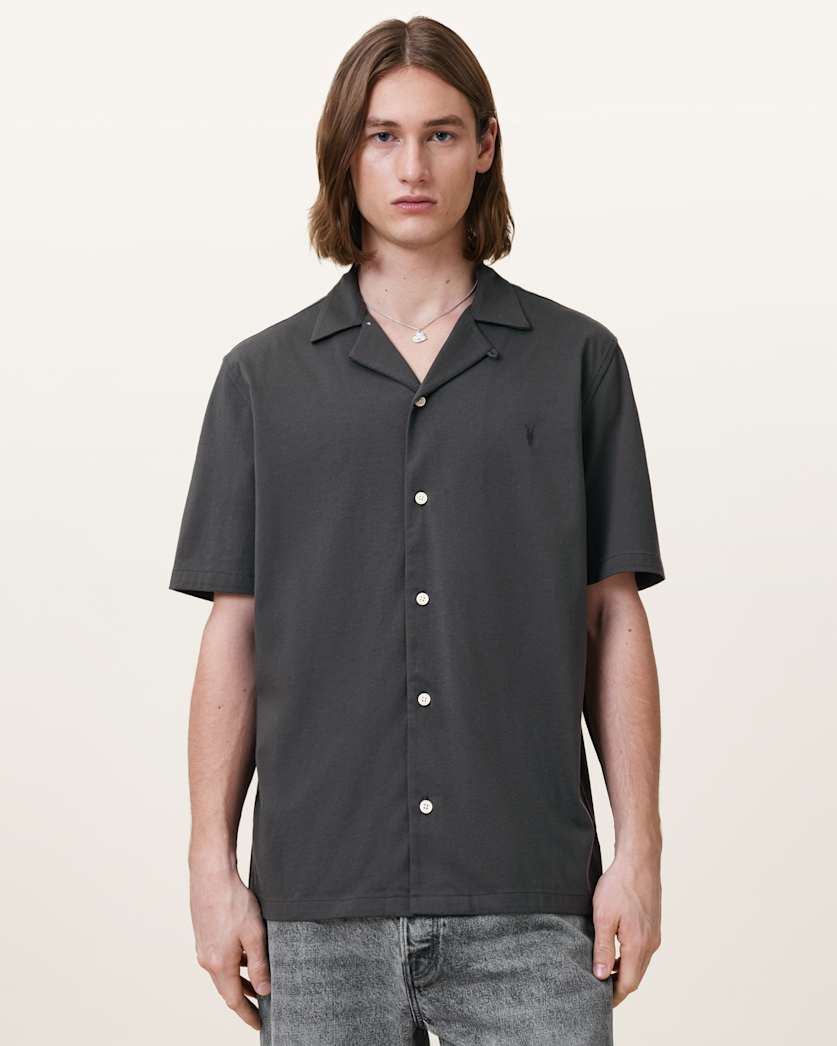 Seashell חולצה מכופתרת רפויה לגברים Hudson ALLSAINTS