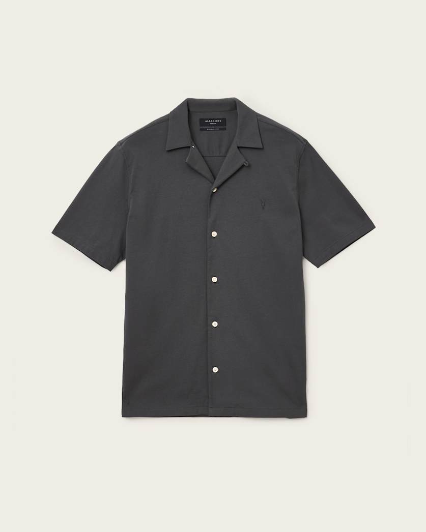 Dark Slate Gray חולצה מכופתרת רפויה לגברים Hudson ALLSAINTS
