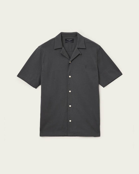 Dark Slate Gray חולצה מכופתרת רפויה לגברים Hudson ALLSAINTS