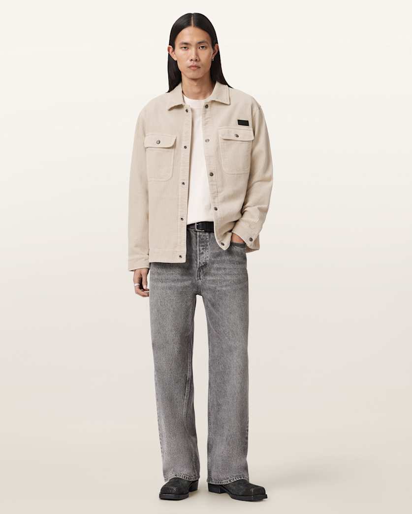 Antique White חולצה מכופתרת ארוכה לגברים Castleford Jacket ALLSAINTS
