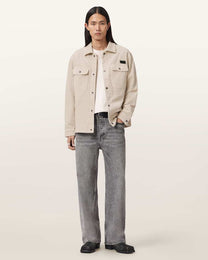 Antique White חולצה מכופתרת ארוכה לגברים Castleford Jacket ALLSAINTS