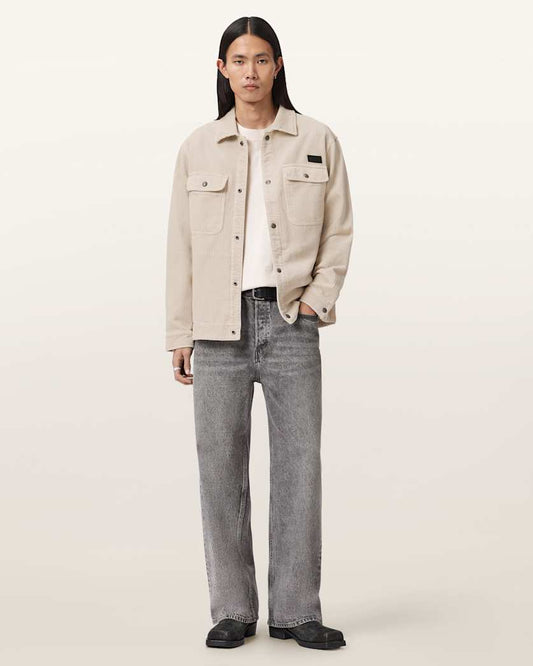 Antique White חולצה מכופתרת ארוכה לגברים Castleford Jacket ALLSAINTS