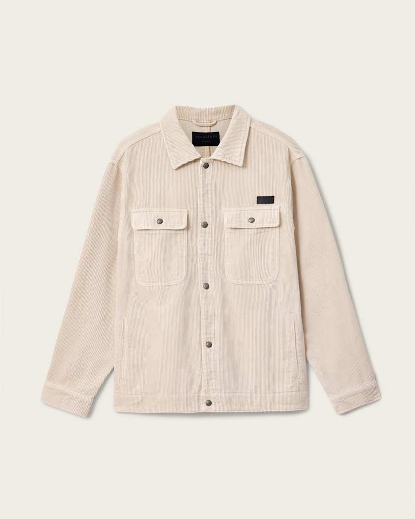 Light Gray חולצה מכופתרת ארוכה לגברים Castleford Jacket ALLSAINTS