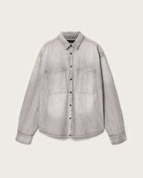 Lavender חולצה מכופתרת ארוכה לגברים Al Denim ALLSAINTS