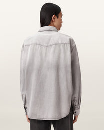 Seashell חולצה מכופתרת ארוכה לגברים Al Denim ALLSAINTS