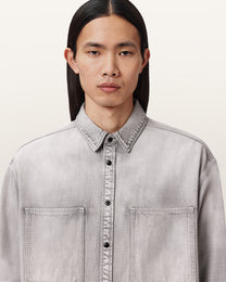 Seashell חולצה מכופתרת ארוכה לגברים Al Denim ALLSAINTS