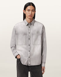 Seashell חולצה מכופתרת ארוכה לגברים Al Denim ALLSAINTS