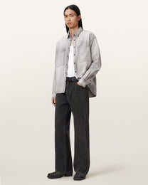 Antique White חולצה מכופתרת ארוכה לגברים Al Denim ALLSAINTS