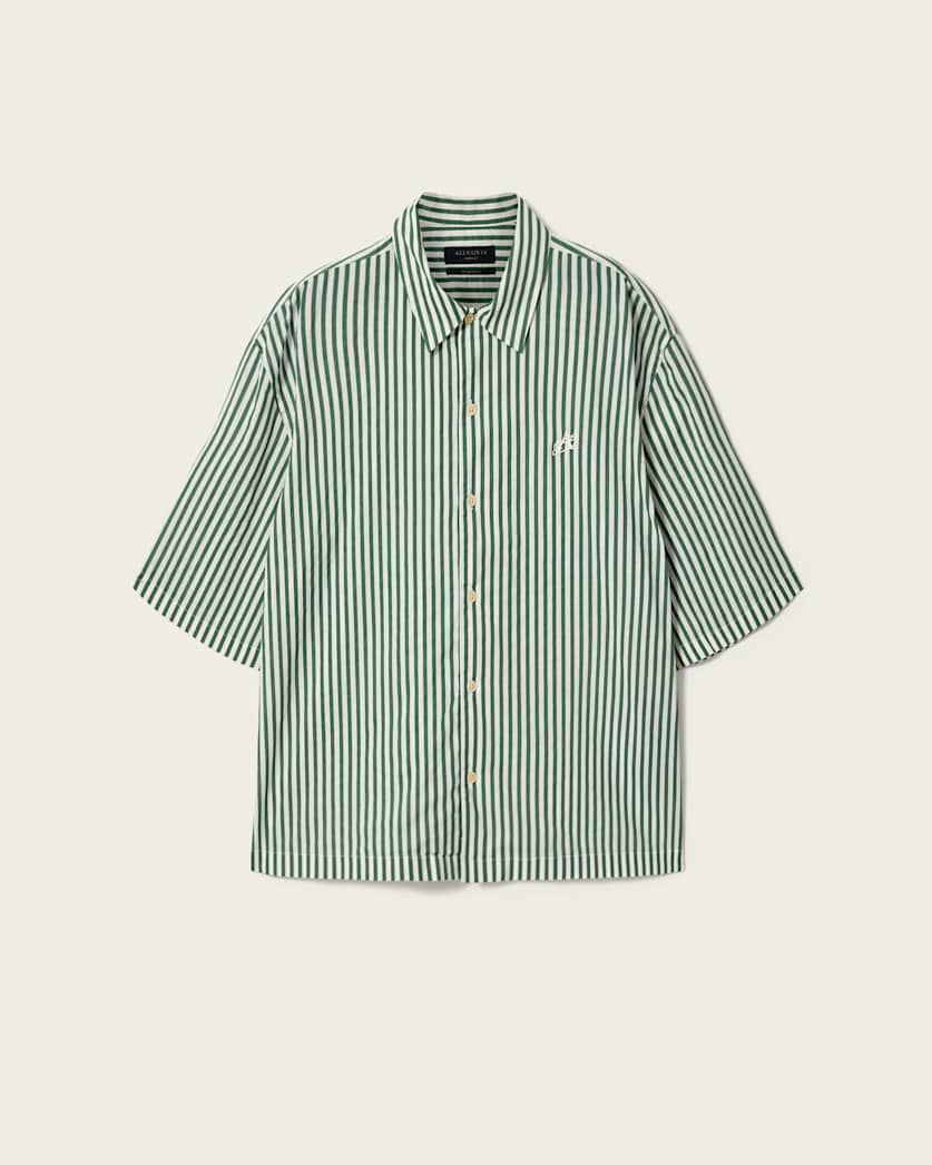Dark Sea Green חולצה מכופתרת קצרה לגברים Chopin ALLSAINTS