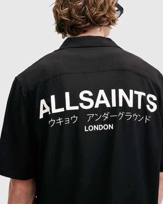 Black חולצה מכופתרת קצרה לגברים Underground ALLSAINTS