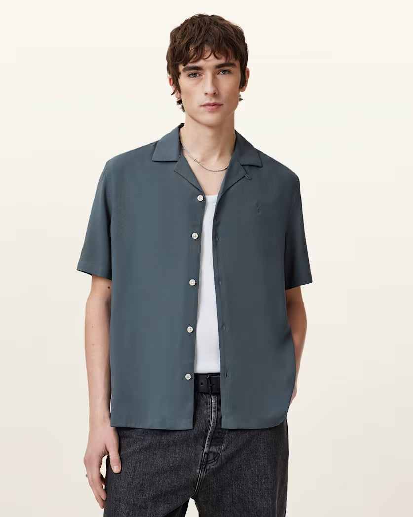 Beige חולצה מכופתרת קצרה לגברים Venice ALLSAINTS