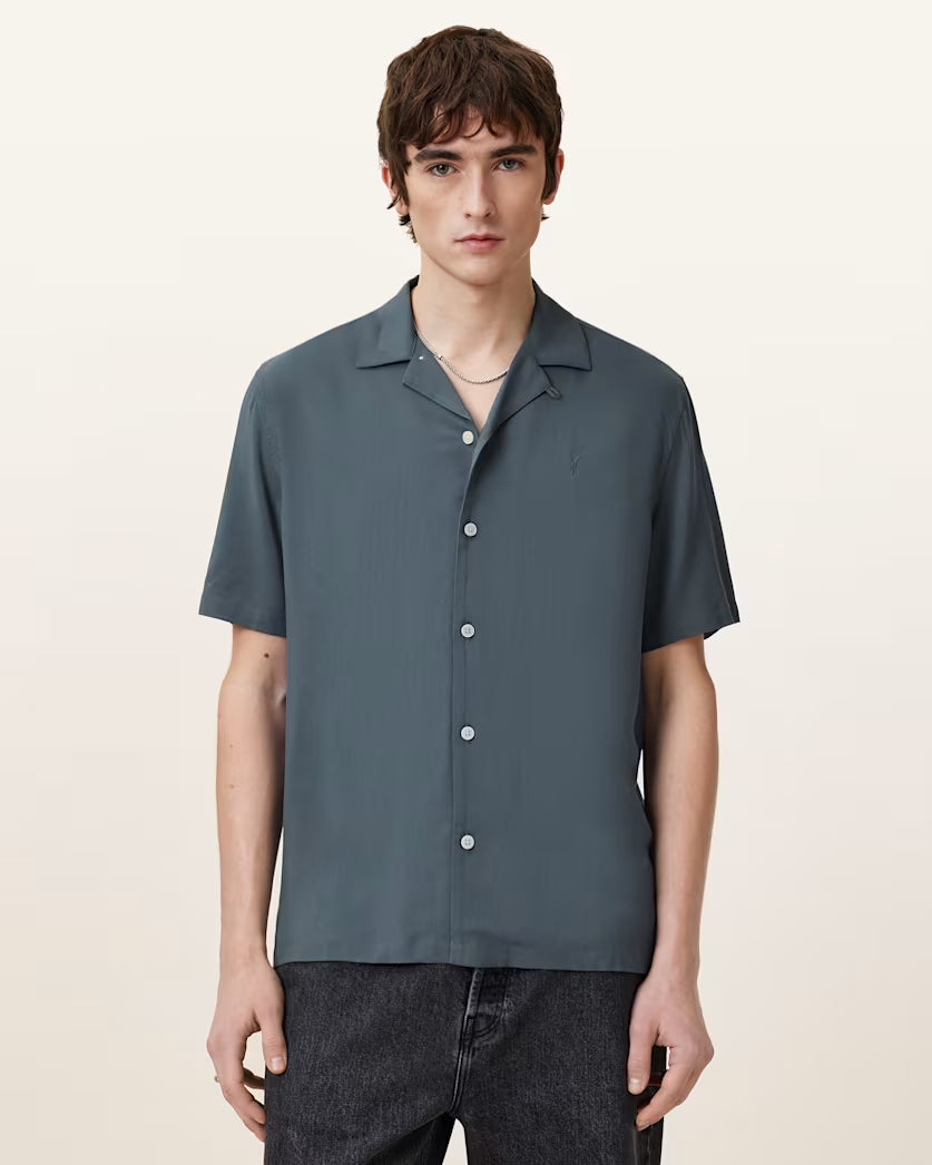 Antique White חולצה מכופתרת קצרה לגברים Venice ALLSAINTS