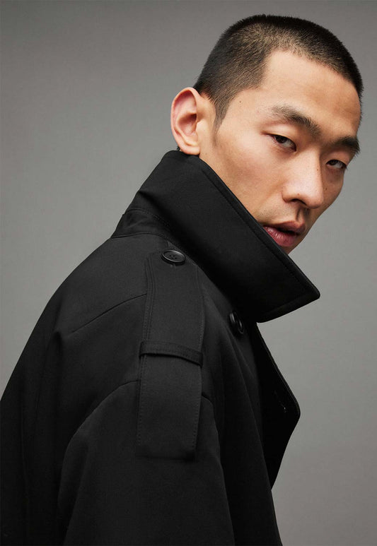 Black מעיל טרנץ' לגברים Spencer ALLSAINTS