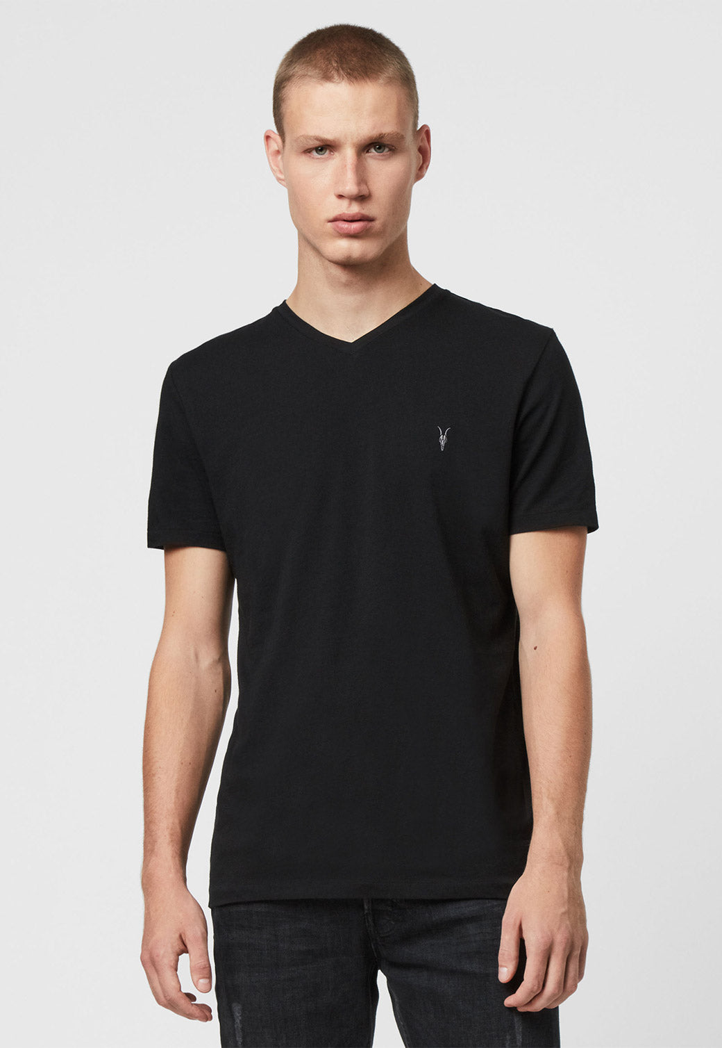 Black טי שירט קצרה עם מפתח V  לגברים Tonic ALLSAINTS