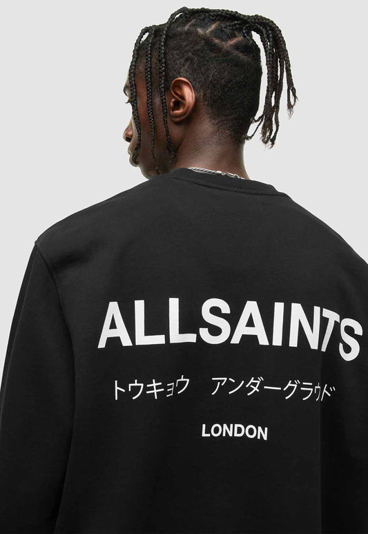 Black סווטשירט מפתח עגול לגברים Underground ALLSAINTS