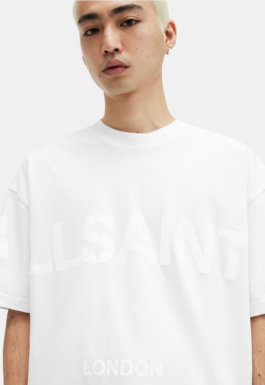 White Smoke טי שירט קצרה לגברים Biggy ALLSAINTS