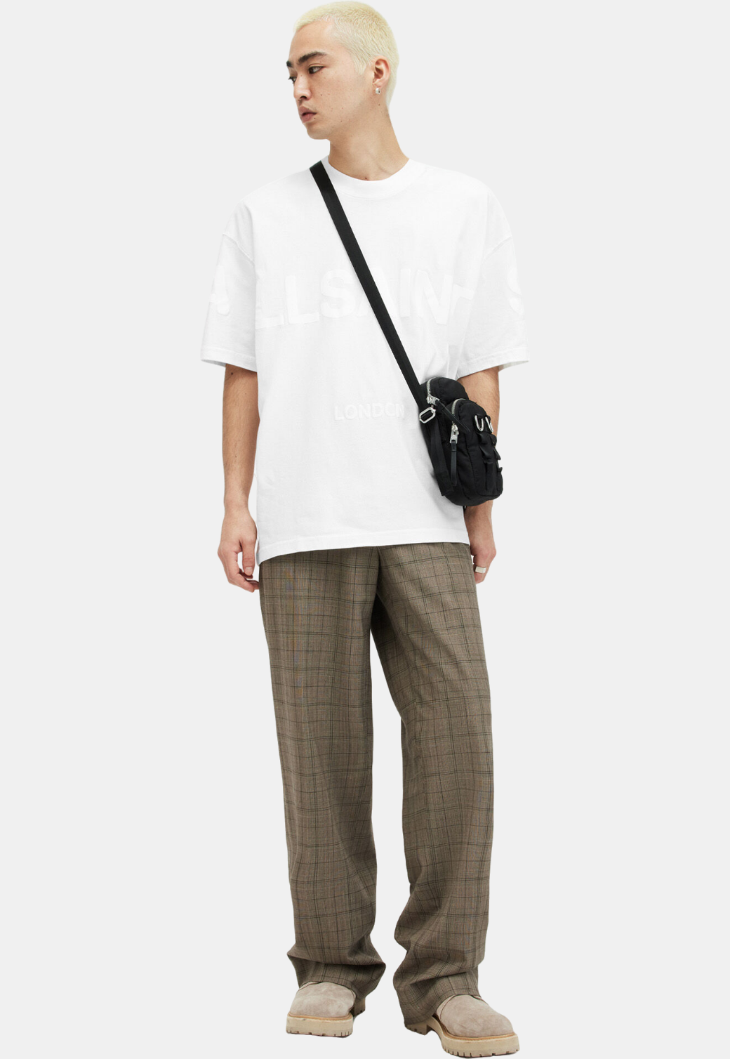 White Smoke טי שירט קצרה לגברים Biggy ALLSAINTS