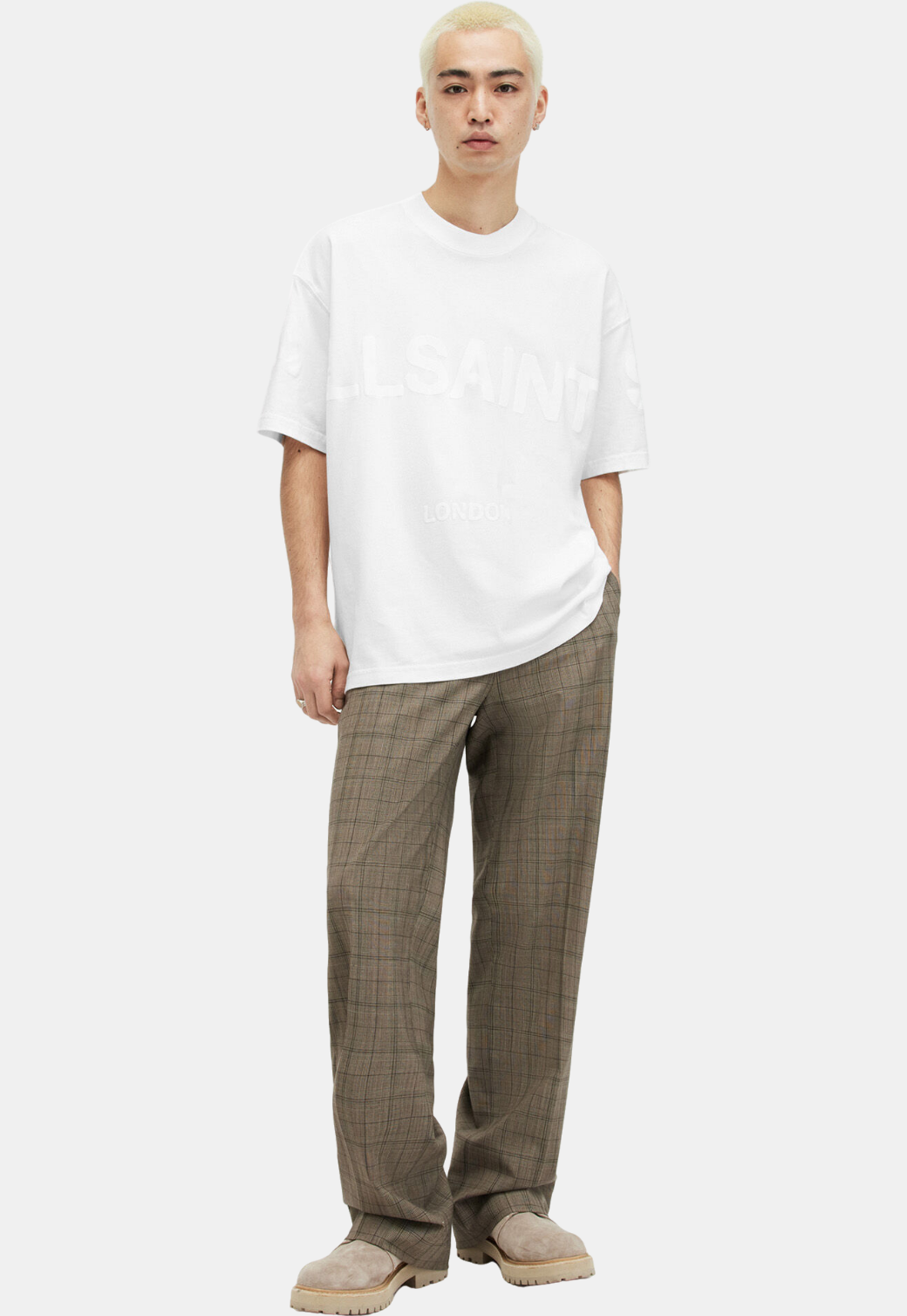 White Smoke טי שירט קצרה לגברים Biggy ALLSAINTS