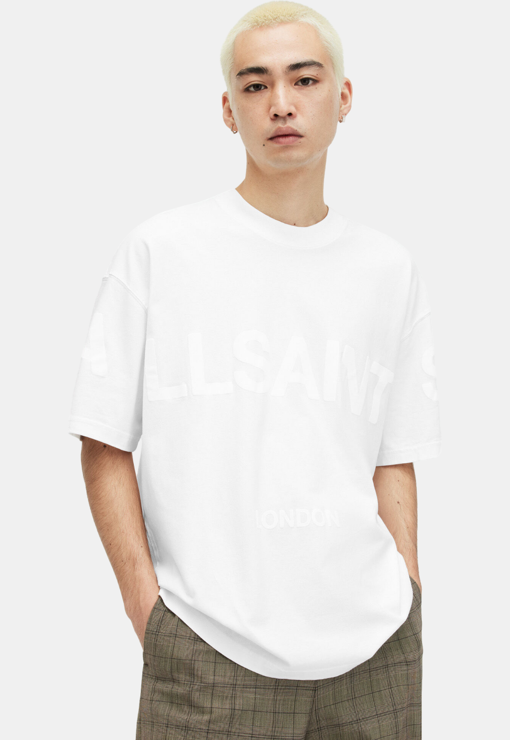 White Smoke טי שירט קצרה לגברים Biggy ALLSAINTS